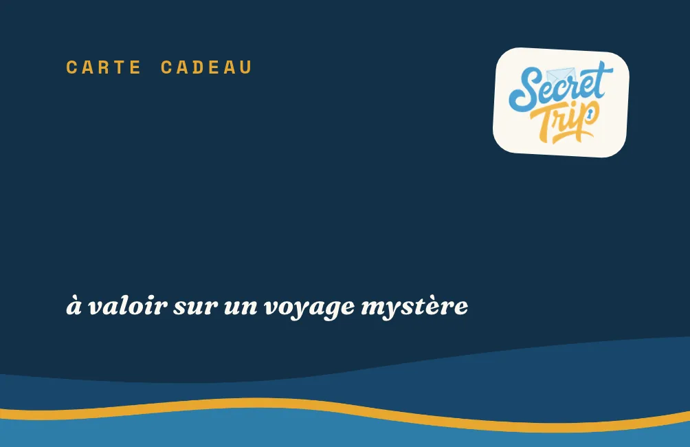 Carte cadeau Secret Trip, recto : à valoir sur un voyage mystère